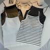 Полосатые майки без рукавов, без бретелек, вязаный тонкий укороченный топ, летняя женская майка, женская одежда, майки