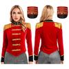 Womens Ringmaster Costume Circus Carnival Party Long Sleeve Stand Collar Fringe Shoulder Jacket Coat Hat Set