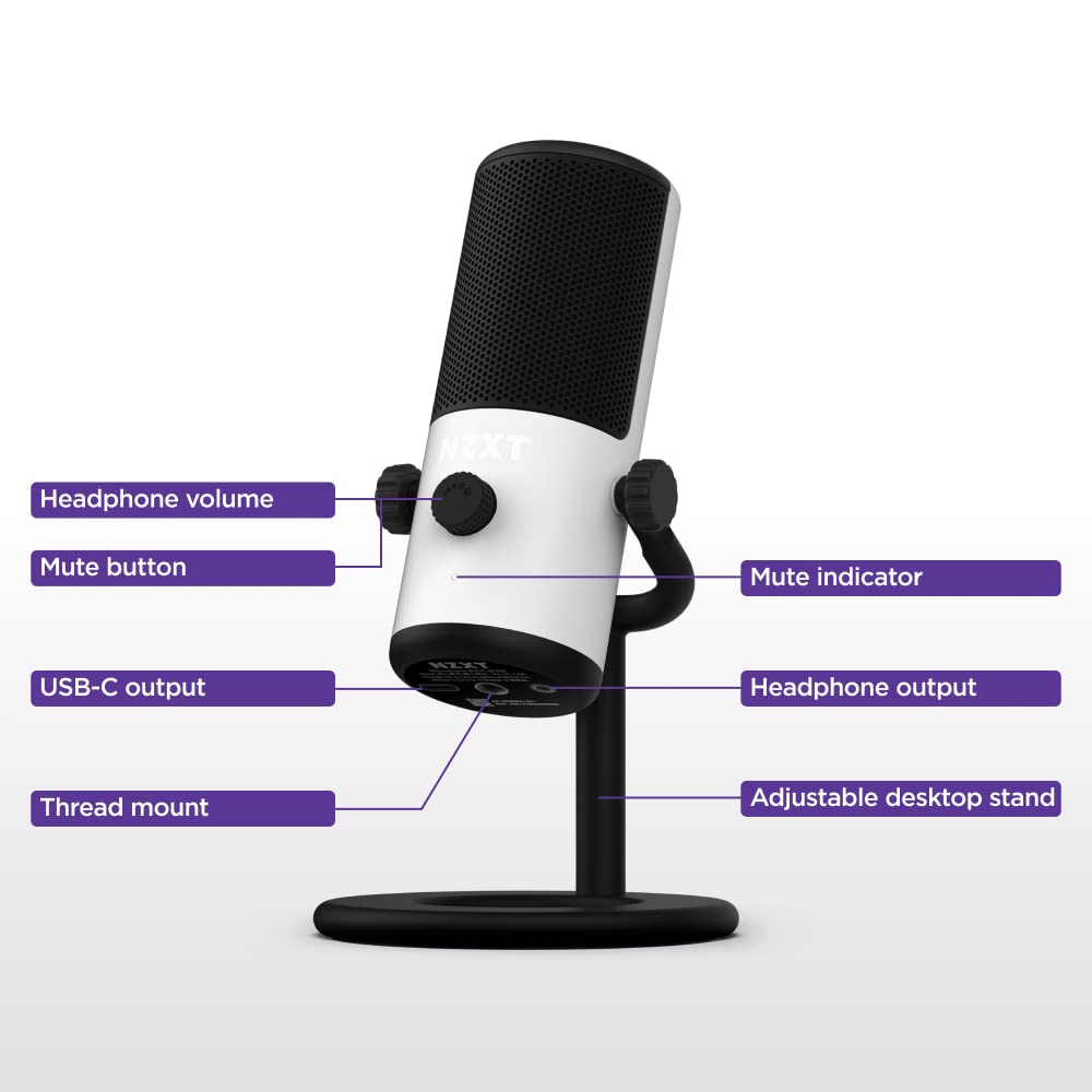 NZXT Capsule Mini White кардиоидный маленький игровой микрофон SP1083 проводной AP-WMMIC-W1