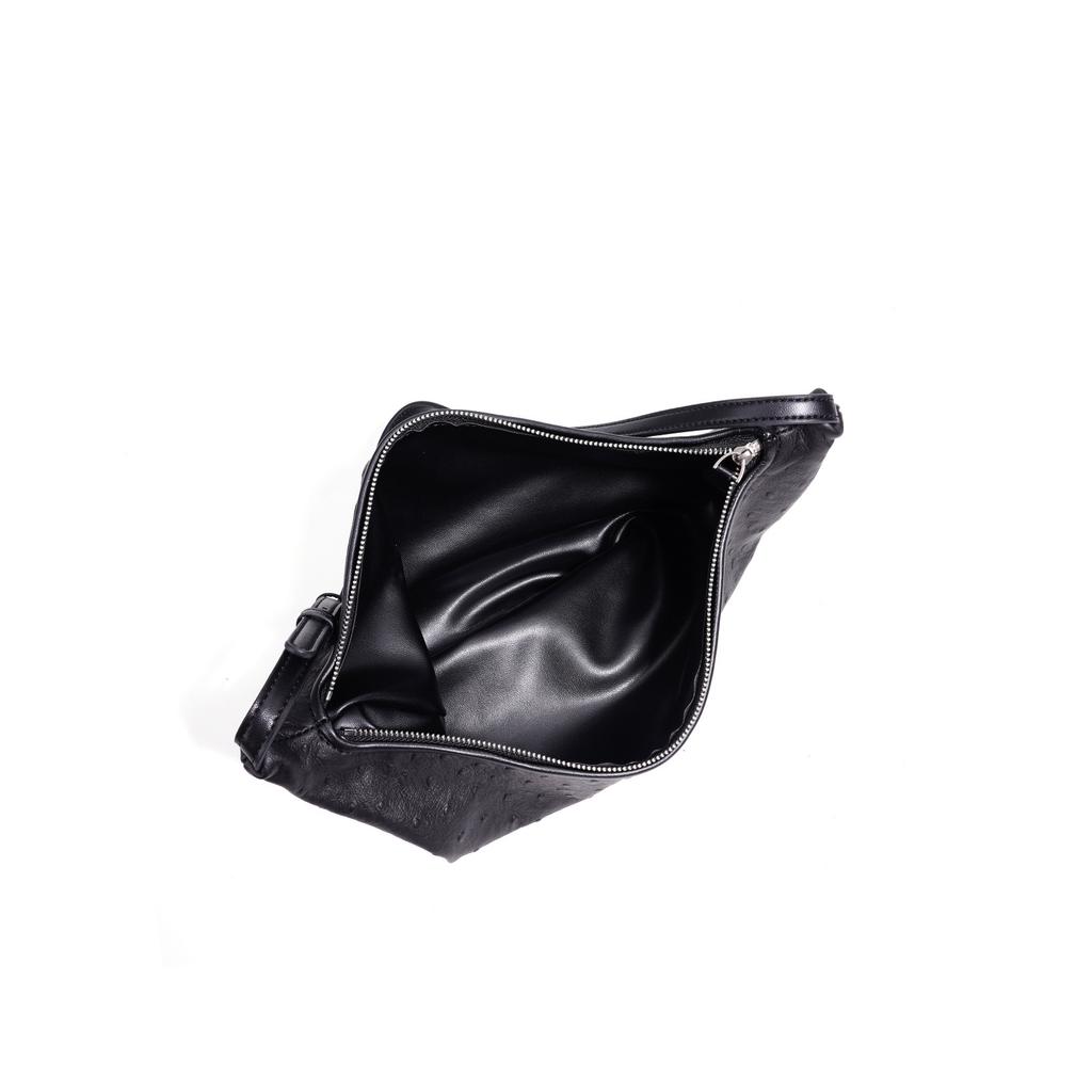 New top-layer cowhide shoulder bag with ostrich pattern, large capacity, versatile underarm bag, commuter crossbody bag