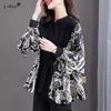 Casual Fashion O-nechk Loose Long Sleeved T-shirts Patchwork Print All-match Trend Spring Autumn Women's