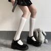 5 Pairs Summer Woman Thin Girls Knee High Socks Japan Style High School Student Stockings Long Solid Sock