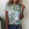 T Shirt For Women's Clothes Fashion Tops For Woman 3D Flower Print Female Short Sleeve Summer Women's T-shirt Plus Size Tees