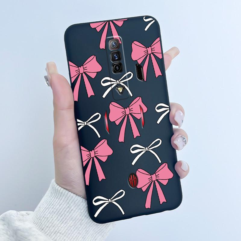 Чехол для Red Magic 7 NX679J Чехол для Nubia Red Magic 7S Задняя крышка Милый Кролик с Сердечками Черный Мягкий ТПУ Чехол для Телефона Оболочка для RedMagic 7 7S