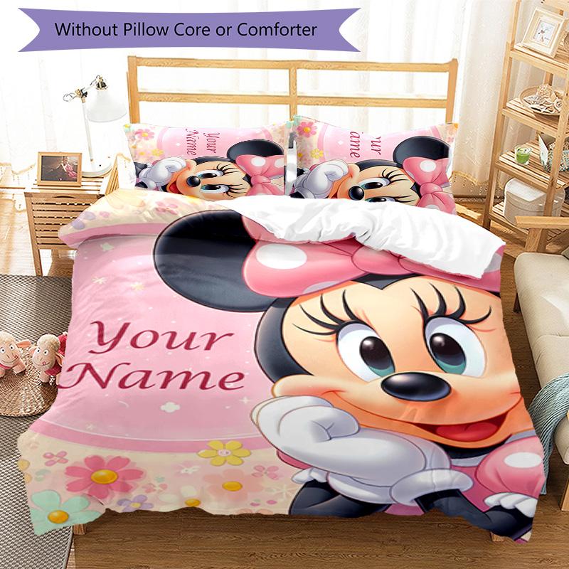 3pcs Minnie17 Cover Set - Personalized Name, HD Printed Bedding with 1 Cover and 2 Pillowcases - Perfect for Home Decor, Easy Care