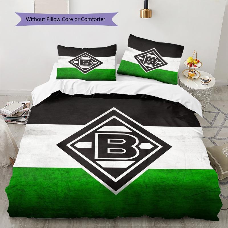 Gladbach Club Retro Flag Logo Print 3 Pieces Duvet Cover Set Soccer Fan Bedding Bedroom Home Decor Without Pillow Core