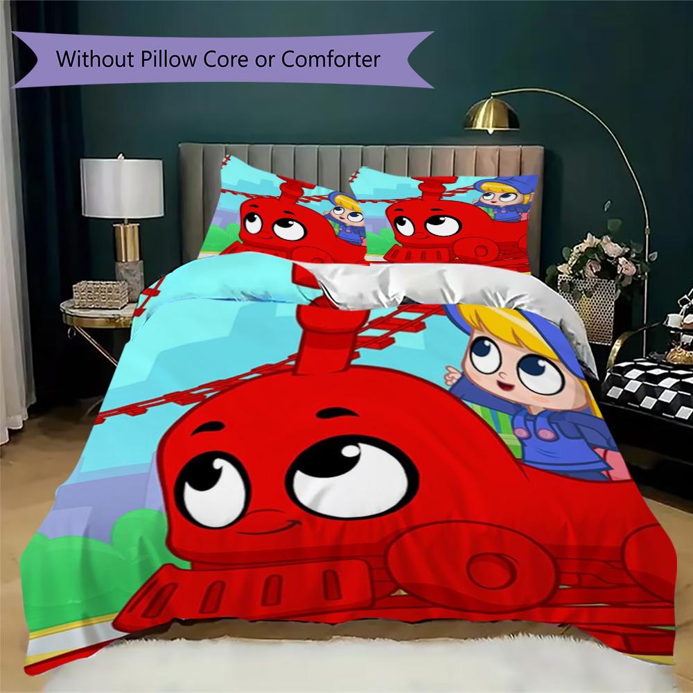 Mila and Morphle Pattern Bedding,Quilt Set Quilt Cover Pillowcase Home Birthday Gift (1*duvet cover+2*pillowcase,without core)XSJT0917160