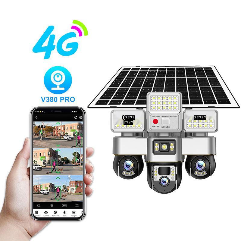 P30 V380 Solar 4G Wireless Camera: Three-Lens, Three-Screen, Low Power Consumption Yard Monitor.