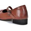 Johnature Square Toe Shallow Mary Jane Shoes Genuine Leather Retro Solid Color Soft Soled Shoes