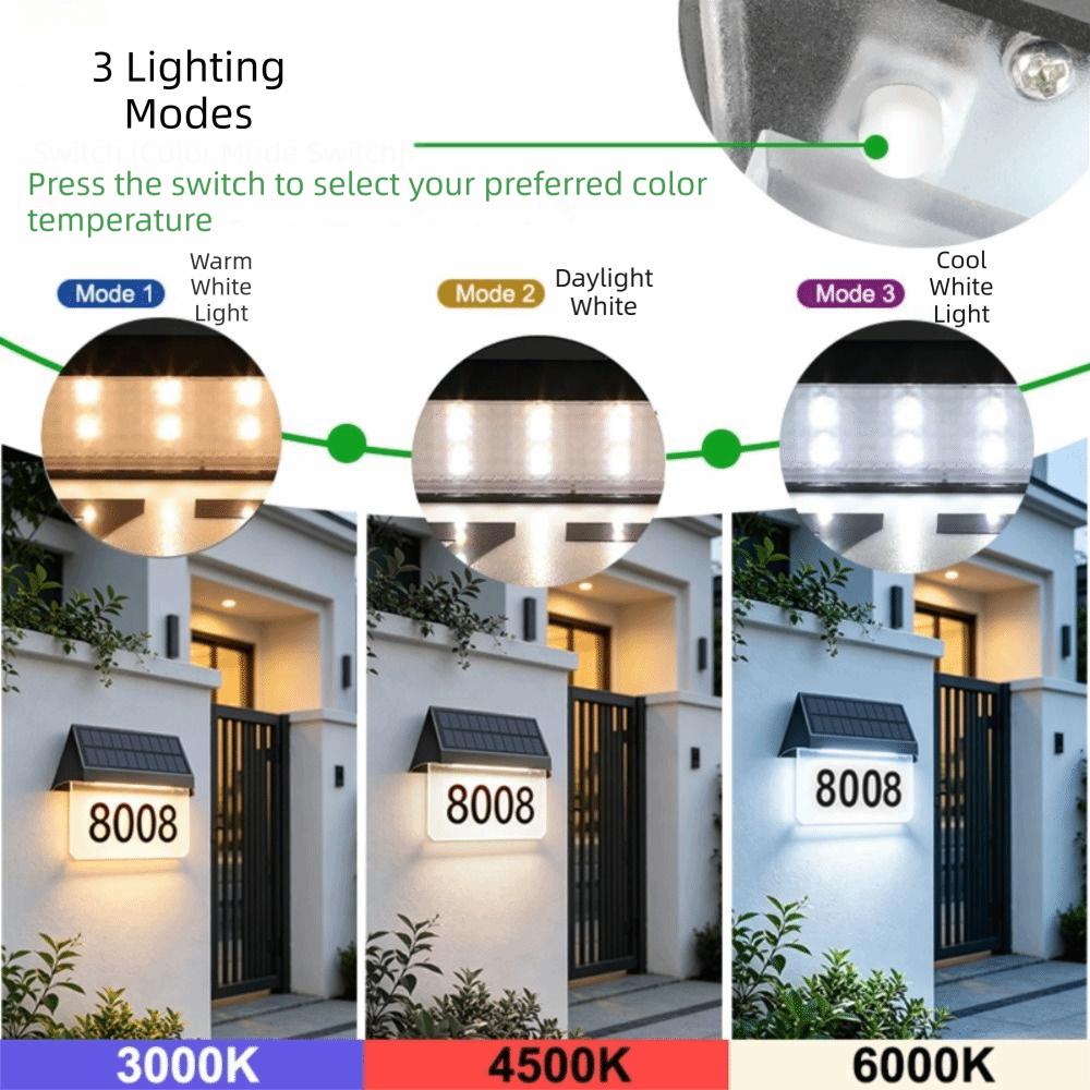 Auto On Off Solar House Number Light Sturdy Outer Casing Solar Address Lamp Residential Courtyard