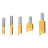 5Pcs Straight Router Bit Set Carbide Tipped 2 Flute Cut Bits for Trimming Cutter Yellow