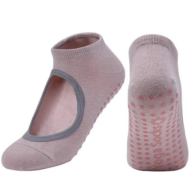 Breathable Anti-friction Women Yoga Socks Silicone Non Slip Pilates Barre Breathable Sports Dance Socks Slippers With Grips