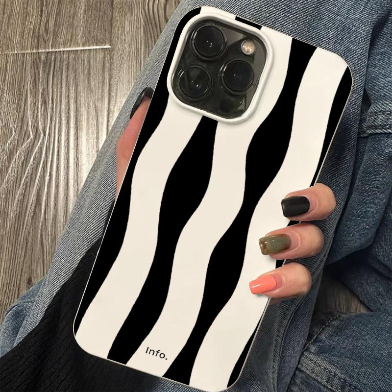 Модный простой черный чехол для телефона с волнистой полоской для iPhone 16 17 15 14 13 12 11 Pro Max 16E 17Air Ударопрочный Защитный Мягкий Чехол