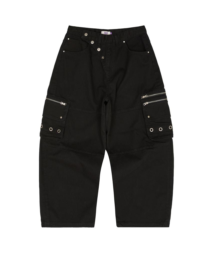 HOODHOOD Eyelet Cargo Pants Black