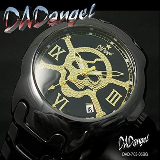 DAD ANGEL Меры по снижению аллергии Роскошные полностью черные керамические золотые часы с черепом на циферблате и календарем Японский кварцевый простой инструмент для регулировки браслета