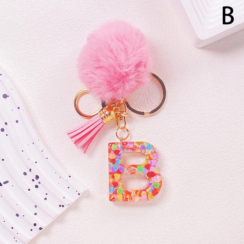 Очаровательный блестящий брелок с инициалами, сверкающий каучуковый кулон в виде алфавита с пушистой буквой, шарм для девочек, сумок, рюкзаков, аксессуаров