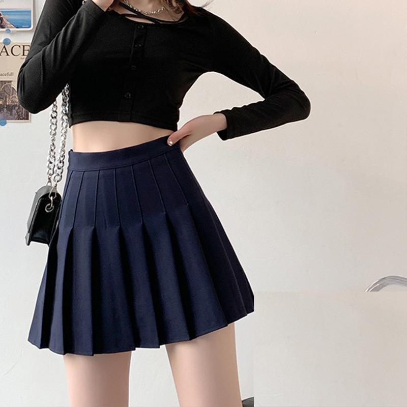 Осенне-зимняя женская плиссированная юбка, белая короткая юбка, тонкая клетчатая юбка трапециевидной формы в японскую клетку с высокой талией