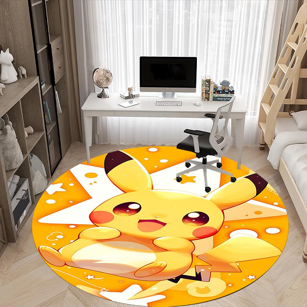 1pc Pikachu Cute Office Round Area Rug, Indoor Mat Suitable For Office,Bedroom Living Room Home Decor, Room Deco a0928200