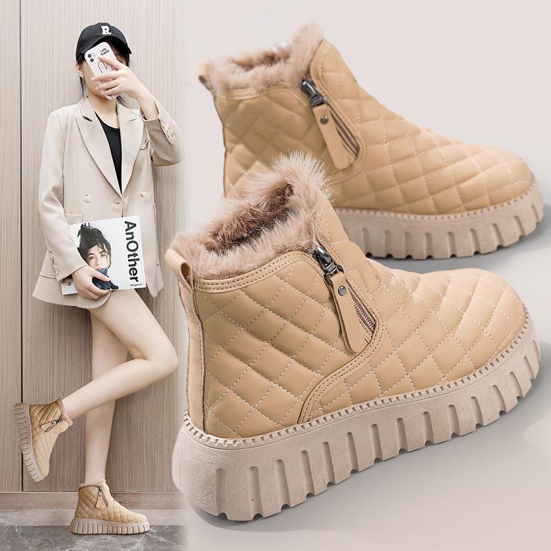 Женские ботинки Martin Platform Boots - бархатная подкладка, средний вырез, толстая подошва, удобные, теплые зимние ботинки