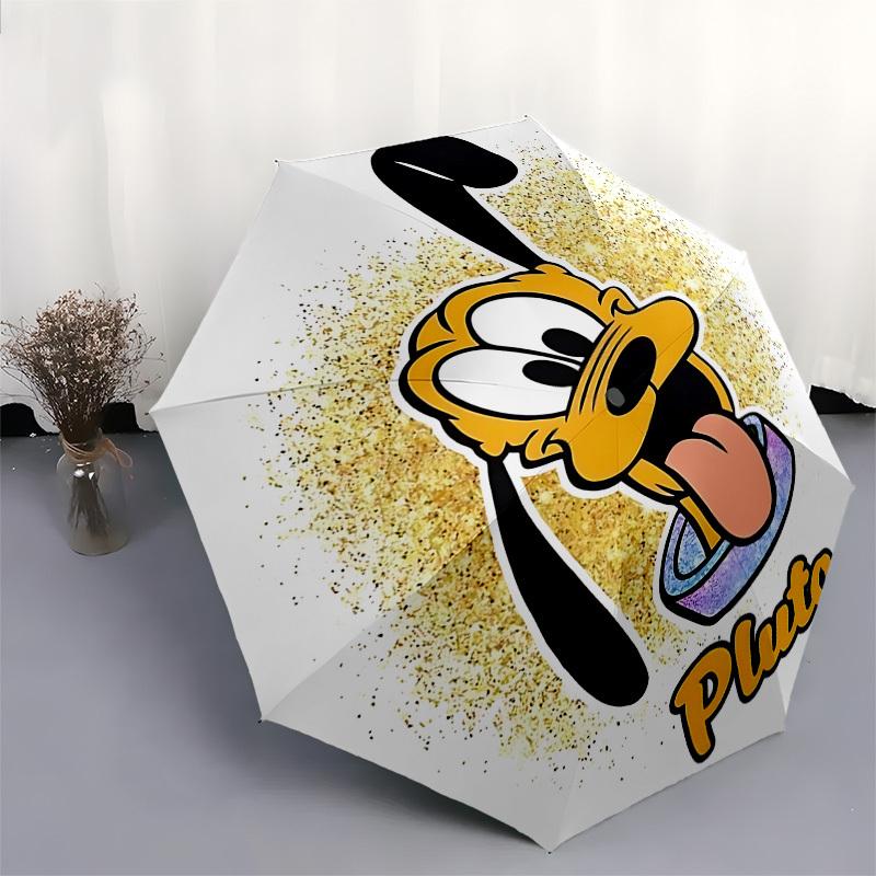 Pluto Themed Automatic Opening and Closing Umbrella, Brightly Colored 8-rib Portable Umbrella, Suitable for Men and Women, A Perfect Gift for Christma