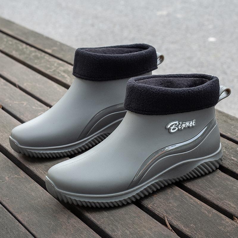 Women's Rain Shoes Short Tube New Fashion Outer Wear Student Water Shoes Warm Kitchen Work Non-slip Rain Boots Fashion Rubber Shoes Men