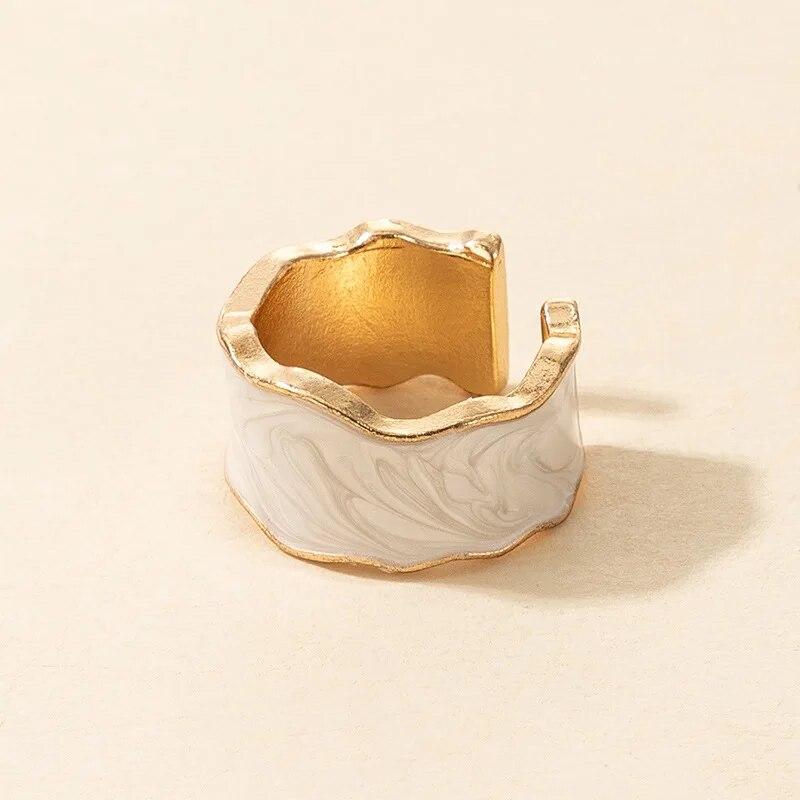 Ретро золотого цвета, двойные открытые кольца с каплей масла, женские роскошные нерегулярные регулируемые кольца на палец, новые модные свадебные украшения, подарок
