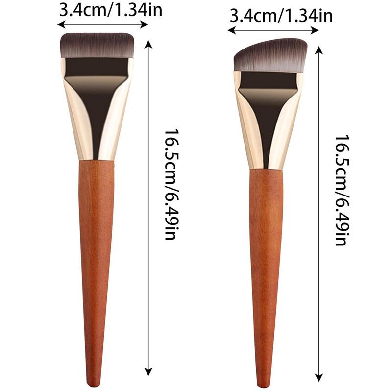 2pcs Ultra Thin Foundation Brush Soft Hair Ace Contour Brush Wooden Handle Make Up Brush Blending Foundation Brushes Makeup Tool