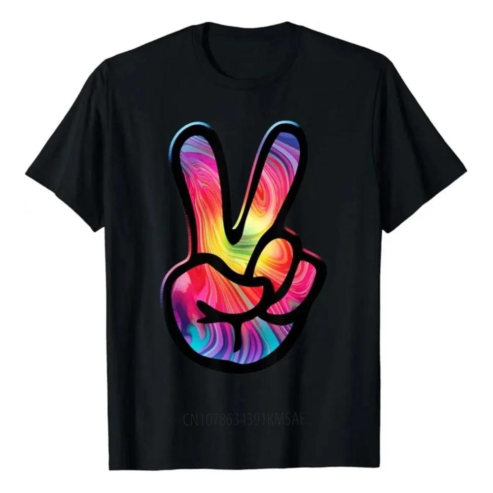 Tie Dye Peace Sign Hand Tshirt Hippies V Shirts Tshirt Unisex Style Shirts For Unisex Unisex Casual Print Tshirts