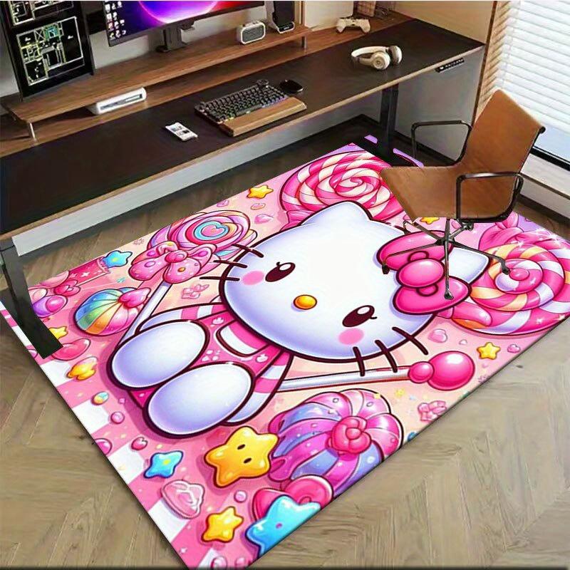 1 шт. Sanrio Hello Kitty Ковер для офиса с принтом русалки Прямоугольный коврик под стол, Идеальный декор для гостиной, спальни, кухни, Нескользящий пол