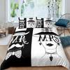 Cat Side and My Side Black White Cat Modern Romantic Theme Comfortable Duvet Quilt Cover Pillowcase Bedding Set Children Bedroom