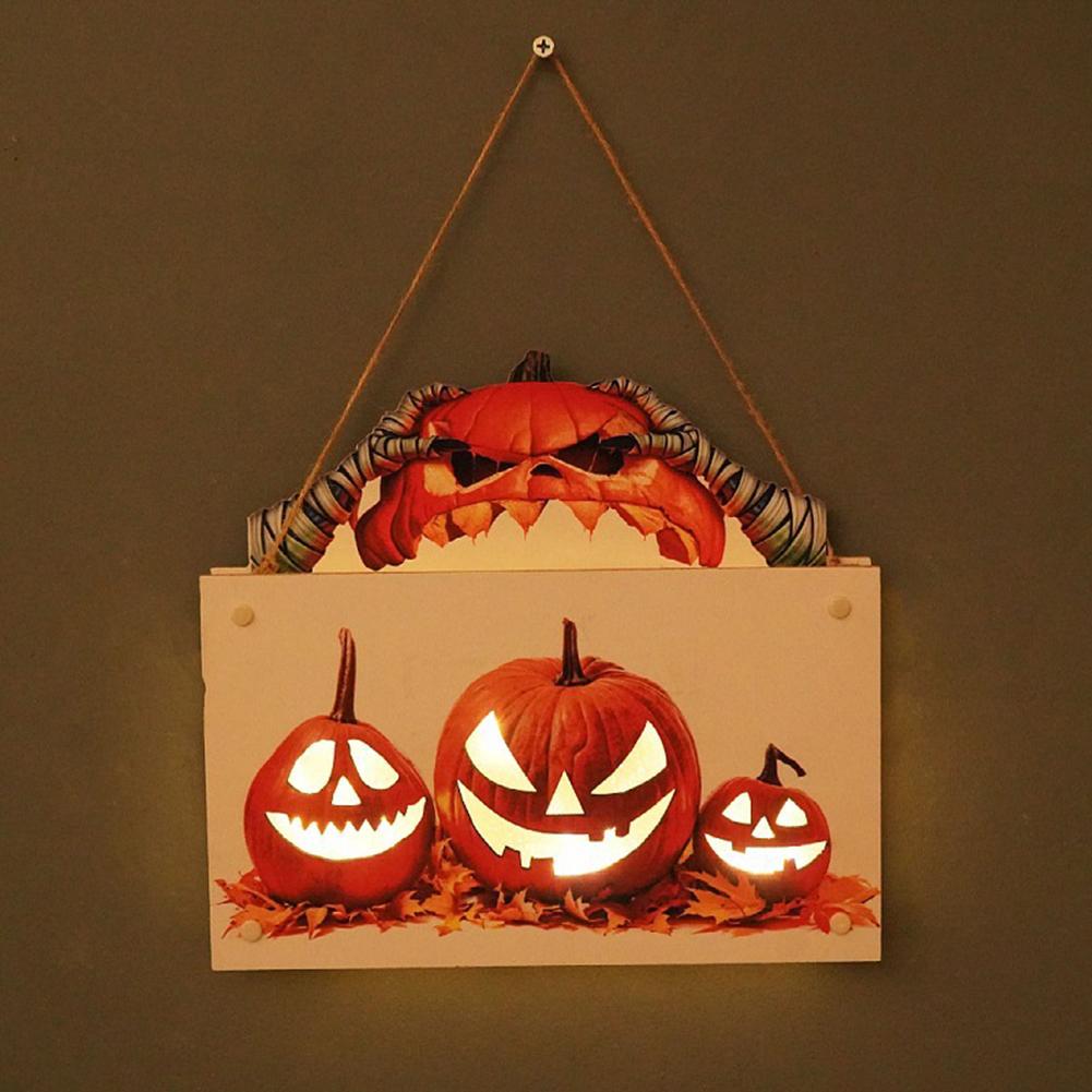 Halloween Wooden Hanging Signs Pendant Led Night Light For Home Office School Party Haunted House