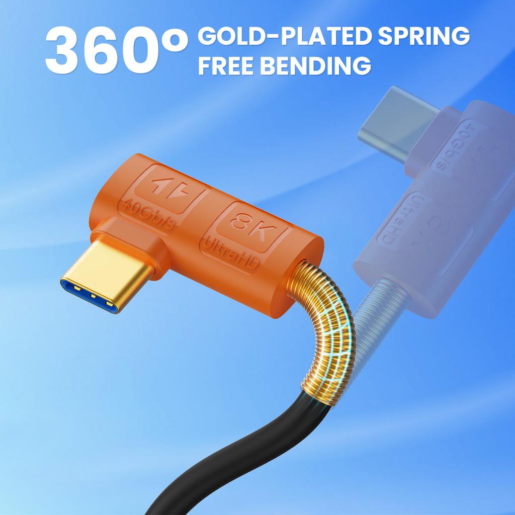 USB4 Type C Спиральный Кабель 240 Вт Поддержка Power Delivery Скорость Передачи Данных 40 Гбит/с Разрешение 8K 60 Гц