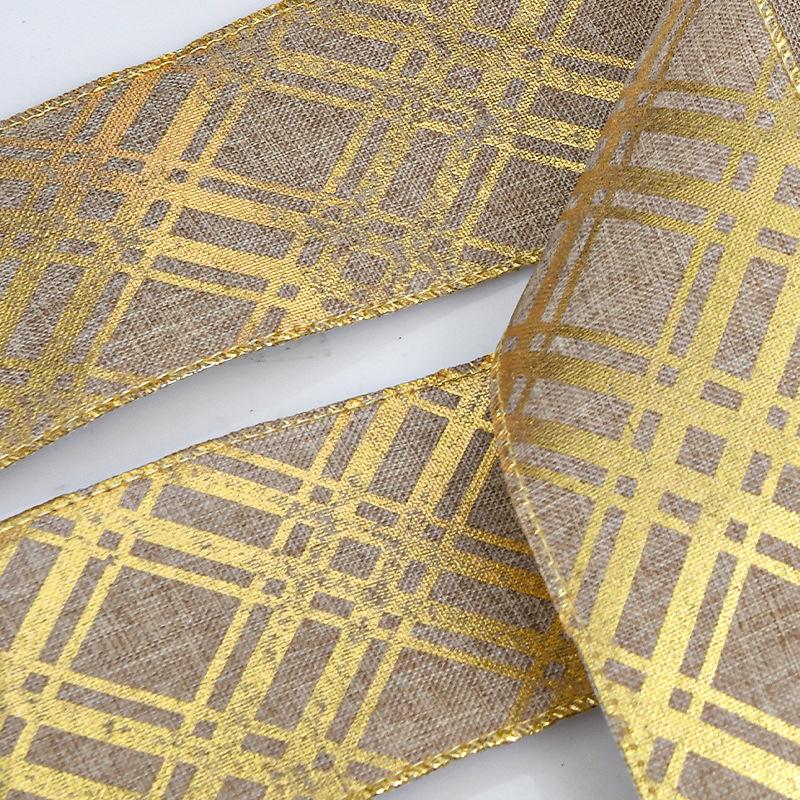 Декоративная романтическая и уютная лента ручной работы с имитацией льна, широкая лента с копировальным краем, рождественская декоративная лента с имитацией льна, джутовая лента с золотым плетением и проволочной кромкой