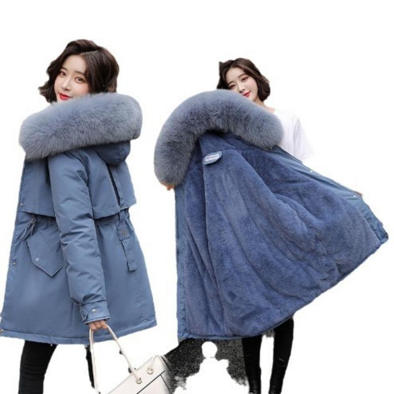 Pie Overcomes the New Medium and Long Temperament Padded Jacket, Small Winter Velvet Thickened Large Size Women's Padded Jacket.