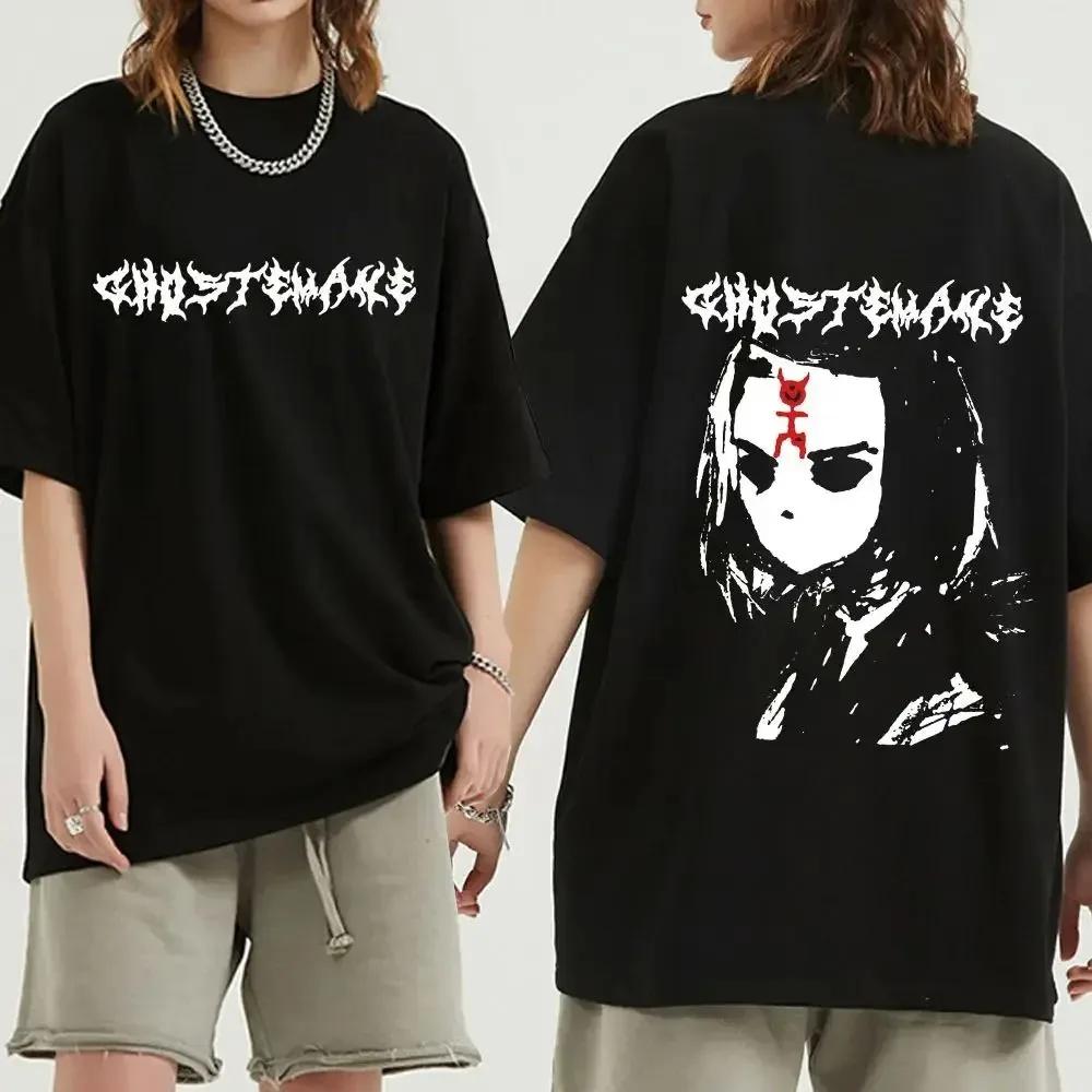 Ghostemane Double Sided Print T-Shirt Oversized Men 100 Cotton Tshirt Fashion Women Hip Hop Metal Gothic Rock T Shirt Streetwear