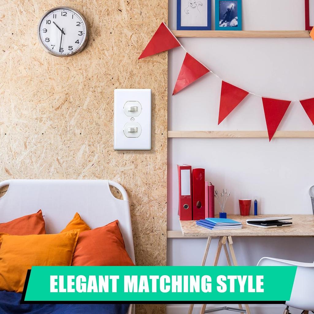 Hoteam 50 Pcs Duplex Wall Plates Kit Electrical Outlet Cover 4.50 x 2.76 Inch Home Standard Size 2 Gang Receptacle Covers Polycarbonate Thermoplastic