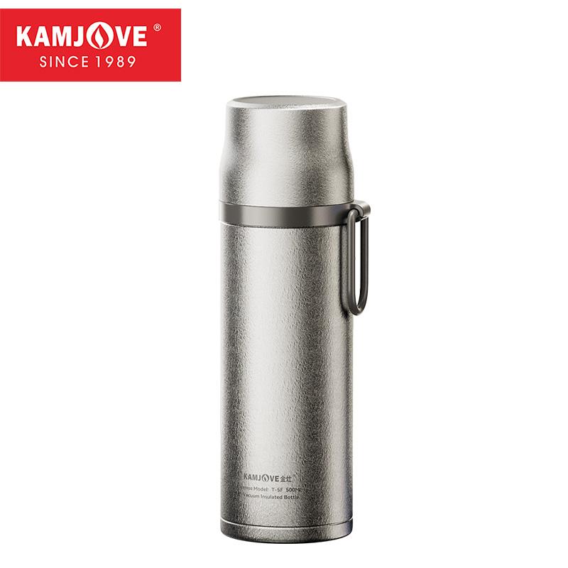 KAMJOVE Titanium Water Bottle Lightweight Food Grade Warm-keeping Kettle Cup Mug Outdoor Sports Camping Cycling Travel 500ml 24h