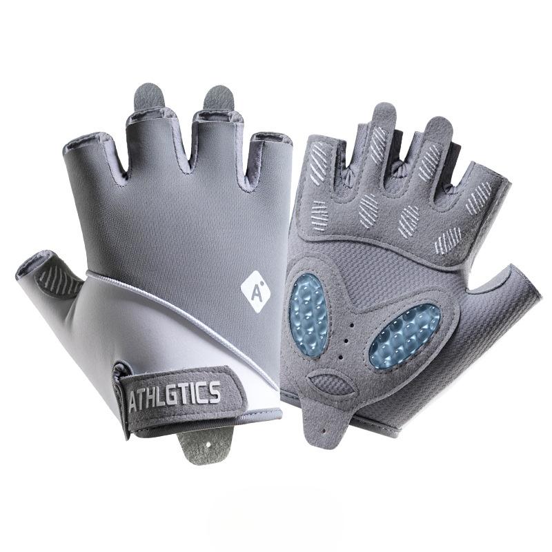 Fitness Gloves Men's Half Finger Breathable Ice Silk Anti  Slip Wear Resistant Liquid Silicone Women's Outdoor Cycling Sports Horizontal Bar Training