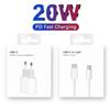 20 Вт PD EU быстрое настенное зарядное устройство для iPhone 11 12 13 Pro XS Max 14 Plus X XR быстрая зарядка 1 м 2 м USB-C кабель для зарядки с розничной коробкой