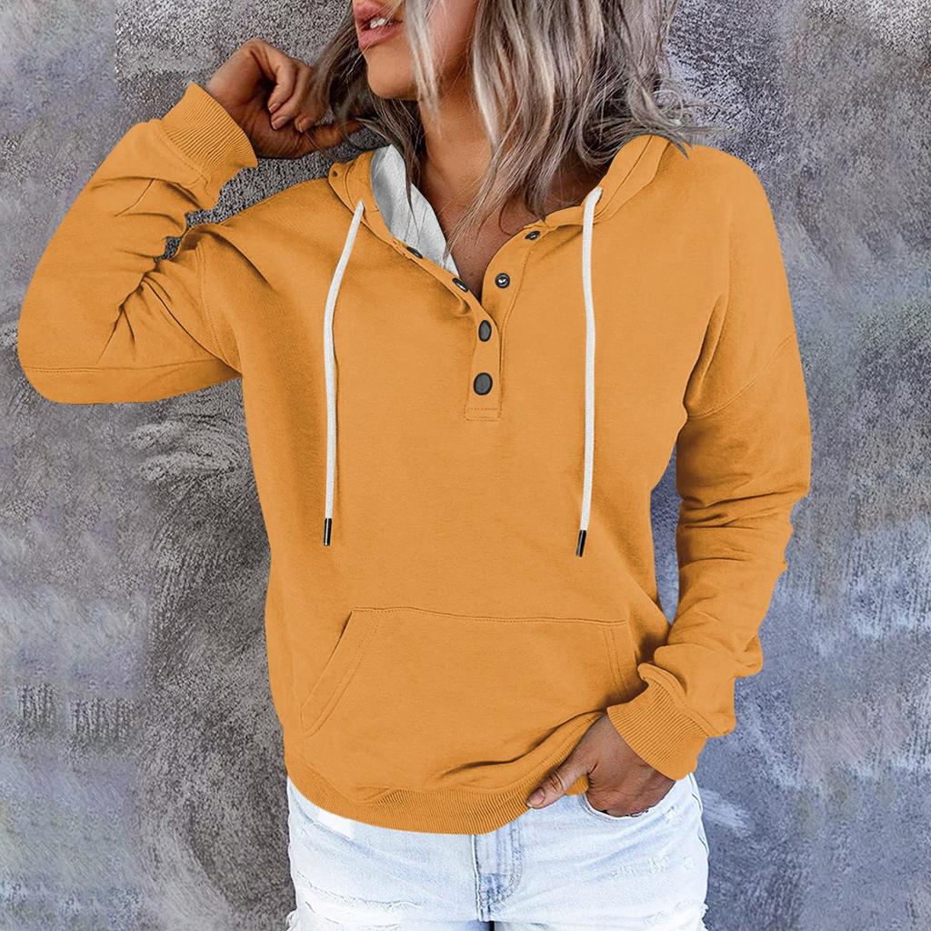 Women's Casual Fashion Solid Color Long Sleeve Pullover Hoodies Sweatshirts