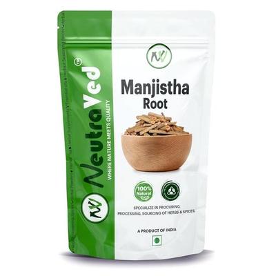 NeutraVed Корень манджиштхи - 100 г, Органическая индийская марена, для еды, а также для лица, кожи - Аюрведические травы для мужчин и женщин - 100 г