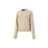 Breathable Knit Crewneck Sweatshirt Women Tops Khaki 531929-20