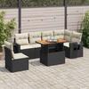 7 Piece Outdoor Sofa Set with Cushions Black PE Rattan