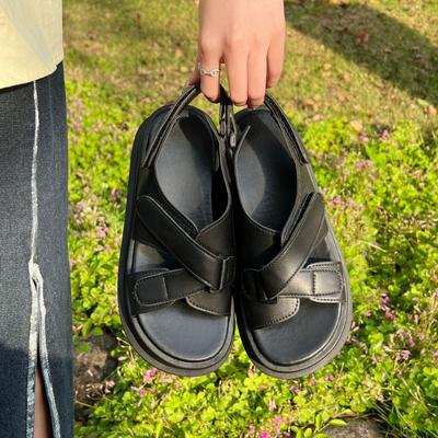 Простой дизайн Sense женские туфли Out Soft Sole Velcro сандалии женские