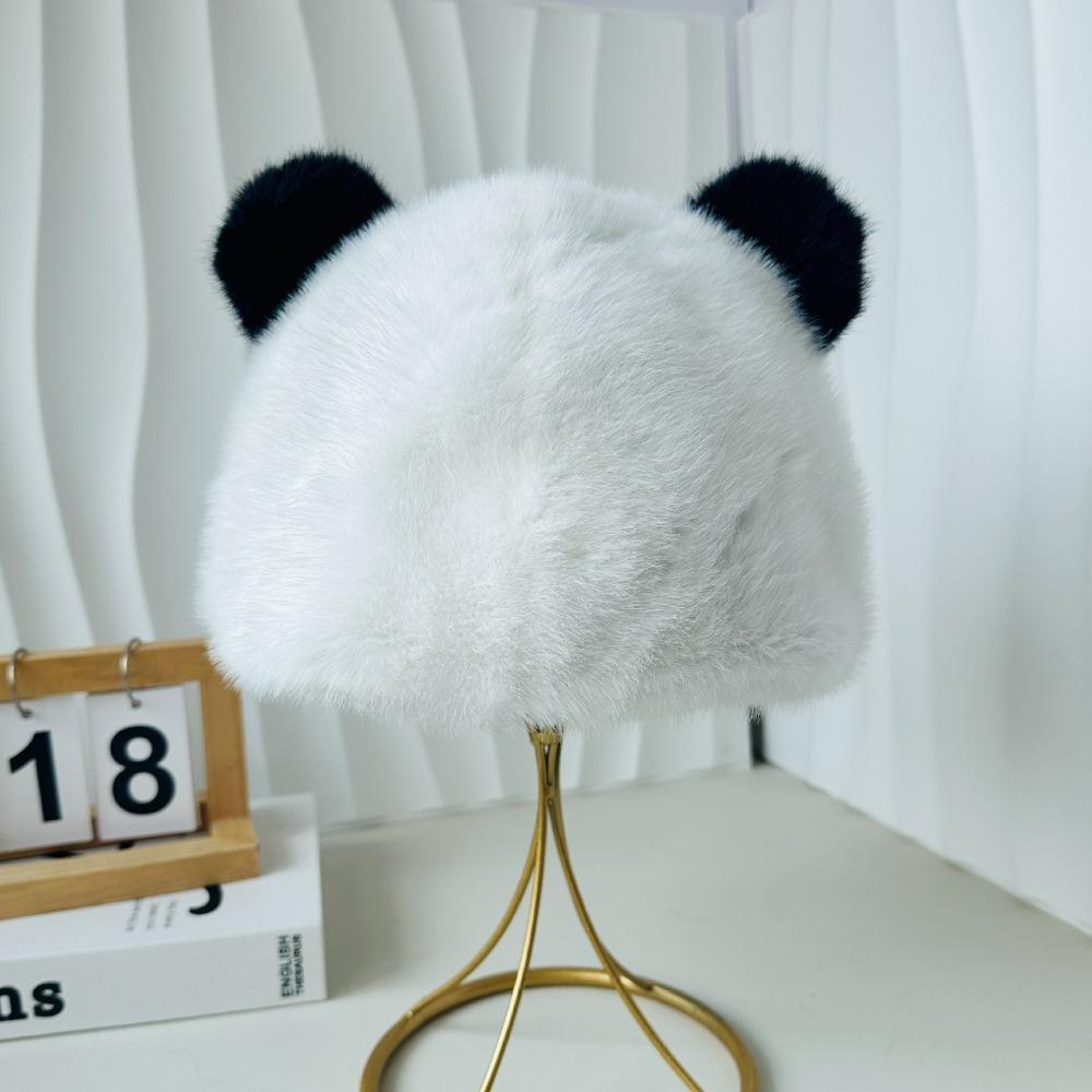 Толстые Плюшевые Мультяшные Шапки Милые Шапки-Бини с Защитой Ушей Женские Шапочки Зимняя Шапка-Панда Лыжная