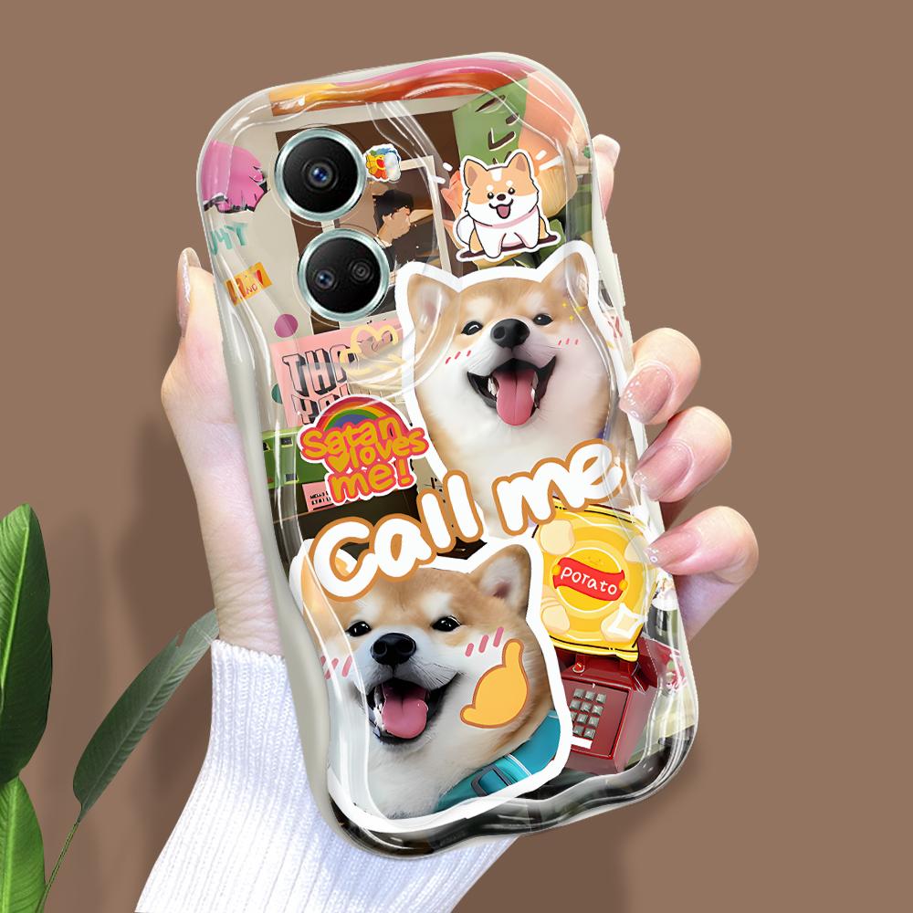 Для Honor 90 Lite P30 Pro Infinix Hot 30 40 40i 40 Pro Smart 8 Pro Vivo V29e V30e милый чехол для защиты линз с изображением собаки и кошки, кремовая текстура, мягкий силиконовый чехол