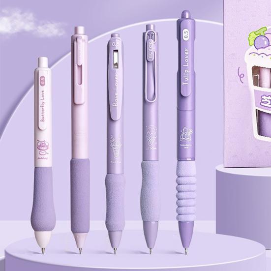 5Pcs Gel Pens Retractable Quick Dry Ink Pens 0.5mm Fine Point Black Ink Comfort Grip Smooth Writing Journaling Note Taking Pens School Office Supplies