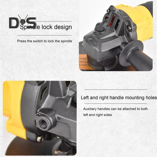 Беспроводная угловая шлифовальная машина с бесщеточным двигателем 9000 об/мин. Высокоскоростная бесшумная ручная угловая шлифовальная машина с питанием от аккумулятора