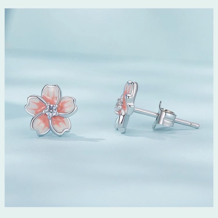 Серьги из стерлингового серебра с градиентом цвета розовой сакуры Инь Цзыюнь - Романтичный цветочный подарок на день рождения