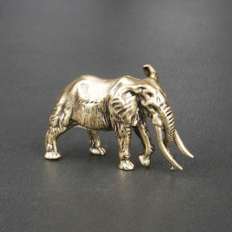 Antique Minature Mammoth Figurines Tea Pet Table Ornament Decorations Solid Copper Animal Crafts Home Decor Living Room